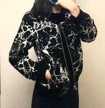 Allen Schwartz Black and White Bomber Jacket