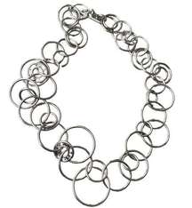 Silver Tone Circle Loop Toggle Necklace