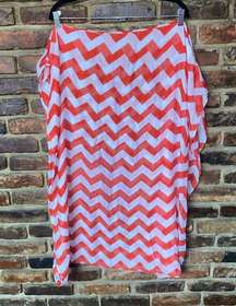 NE Red & White Chevron Infinity Scarf Women's