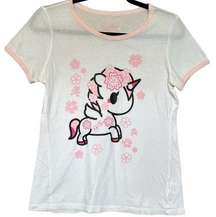 Tokidoki white and pink unicorn graphic t-shirt