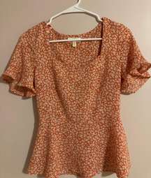 Orange Ditsy Floral Shirt