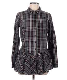 Gray Plaid Ruffles Shirt