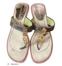 Caribbean Joe Leather Sandals Flip Flops “Edith” Sz 8.5