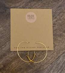 Lockes Boutique 1” gold hoops with African brass beading NEW boho chic