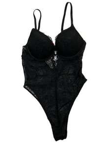 LA SENZA Sexy Lingerie Size Small One Piece Overall Bodysuit Lace Black #10-91