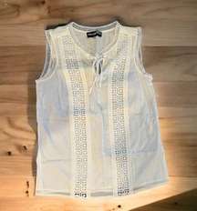 KARL lagerfeld white linen tank top nwot