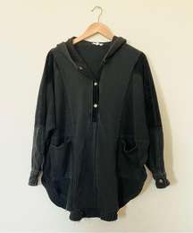 Aemi + Co Black Hooded Distressed Pullover Jacket