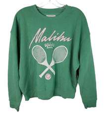 Grayson Threads Sweatshirt Womens Size S Kelly Green Malibu Tennis Club Graphic