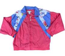 Vintage 80s Pink  Windbreaker Zip Up Jacket