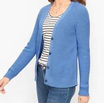 Talbots blue shaker knit vneck cardigan size small