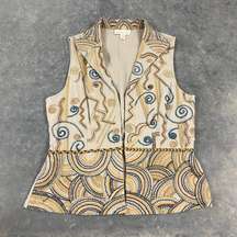 Coldwater Creek Boho Embroidered Patterned Vest Top