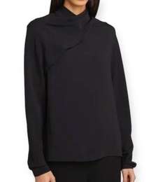 The Row Women’s Size 10 Black Yoko Cowl Neck Draped Front Long Sleeve Top