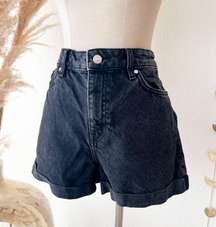 Rolled Up Hem High Rise Denim Shorts