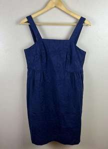 Tori Richard Slim Shady Irina Mini Dress Size 8 Jacquard Palm Tree Print Blue