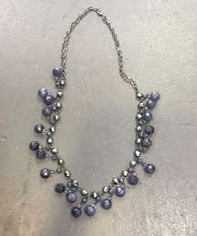 LOFT COSTUME JEWELRY PURPLE AND BLUE BEADED NECKLACE