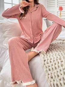 New Lace Trimmed Pleated PJ Set