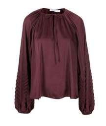 Jonathan Simkhai NWT Wanda Pleated Detail Top in Mulberry Size 0