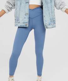 Light Blue Offline High Waisted Cross Over Ruffle Leggings