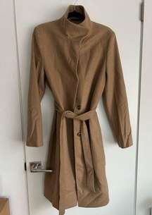 🤍 Beautiful Uniqlo Wool & Cashmere Tan Lined Coat