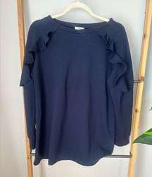 Daisy Rae ruffled navy top size small