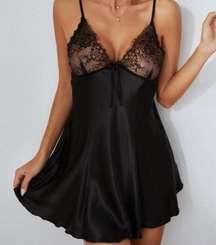 Black Front Lace Satin Slips