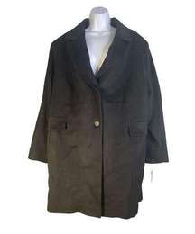 Fleurette Womens 100% Wool Walker Black Coat Jacket Flap Pocket Front Button 20W