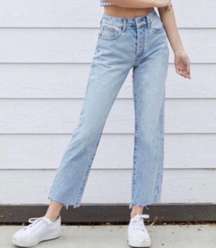 J Galt Brandy Melville Raw Hem Straight Jeans in Light Wash