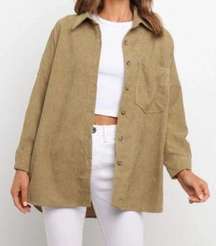 PETAL & PUP Small NWT Green Corduroy Ribbed Shacket Shirt Jacket S