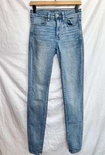 American Eagle AEO Light Wash Next Level Stretch Hi Rise Jegging Jean 6 long