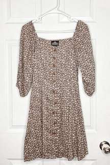 Angie leopard print button down boho dress