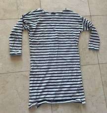 Patagonia Black/White Striped Midi Dress 3/4 Sleeves Sz Small