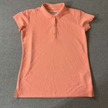 Columbia Top Womens Size M Golf Polo Peachy Pink Preppy Logo Outdoors Hiking