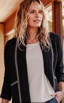 NWT J.Jill Pure Jill Seersucker Black Jacket Size Small