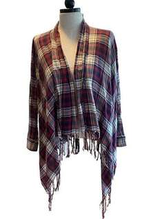 ☘️Plaid wrap with sleeves and fringe -s