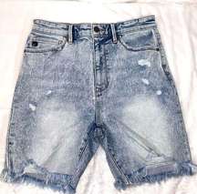 KanCan Ultra High Rise Bermuda Length Cut Off Shorts Size 9 / 28 New