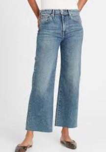 Banana Republic High Rise Wide Leg Crop Cutoff Blue Jeans Size 24