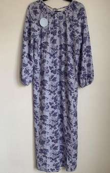 NWT Hill House Allover Print High Slit Maxi Dress in Purple Floral