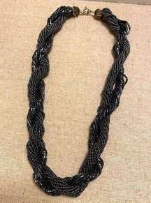 Twisted multi strand seed bead necklace metallic gunmetal gray. Gothic retro