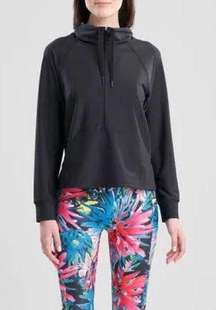 Josie NATORI Solstice Zip PopOver Mock Neck Top, Black Size XL New w/Tag