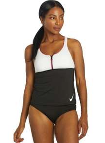 NWT Nike Colorblock Racerback Tankini Top & Essential Full Bikini Bottom Medium