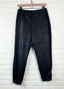 Kut from the Kloth Frida Slim Track Pant High Rise Black Faux Leather Size 2