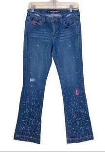 DKNY Embroidered Paint Splash Denim Flare Jeans 5