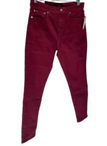 Polo Ralph Lauren jeans red plum color NEW high rise stretch Tompkins skinny 31