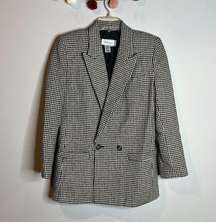 Vintage black and white houndstooth blazer jacket