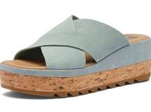 Cameron Flatform Crushed Blue Suede Mule Wedge Sandals