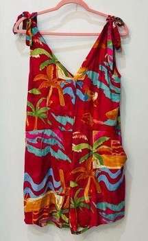 NWT c & c california floral pink hawaiian romper farm rio size Medium