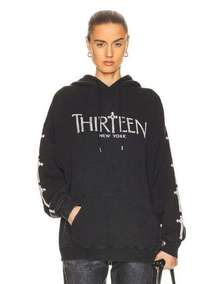 R13 Gothic R13 Hoodie in Acid Black