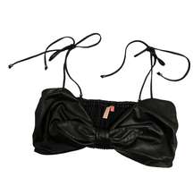 Anthropologie Black Faux Leather Bandeau Crop Top