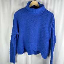 Moon & Madison | Blue Chenille Turtleneck Sweater XS