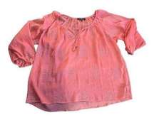 Sanctuary sheer coral orange textured peasant top size large